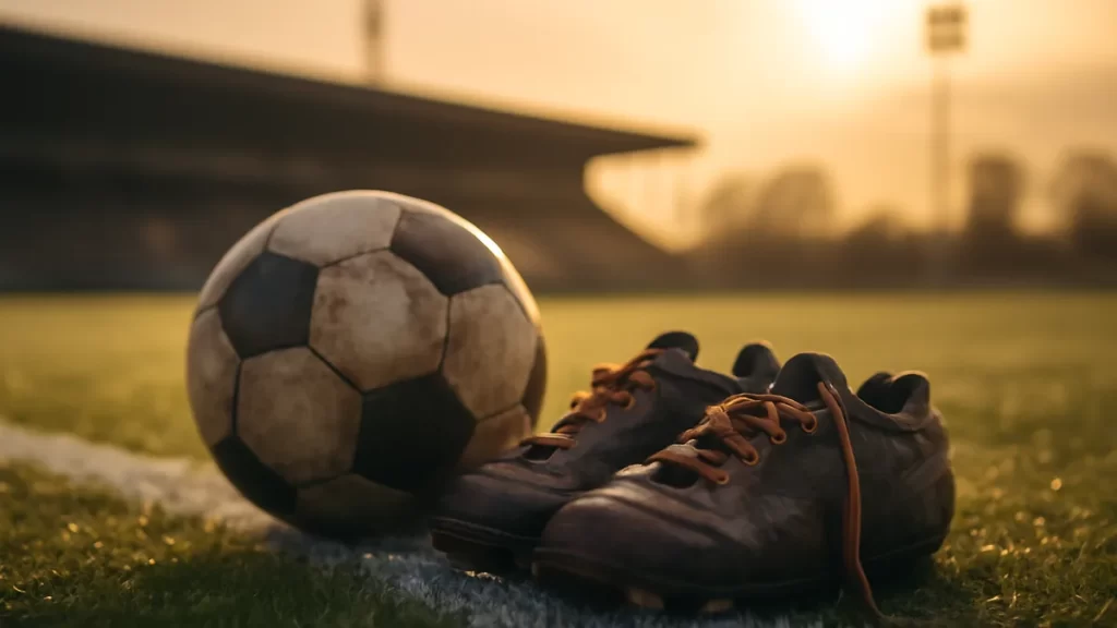 Choosing a summer camp for a child: a practical checklist Children’s boots and ball on goal line at golden hour, empty stands