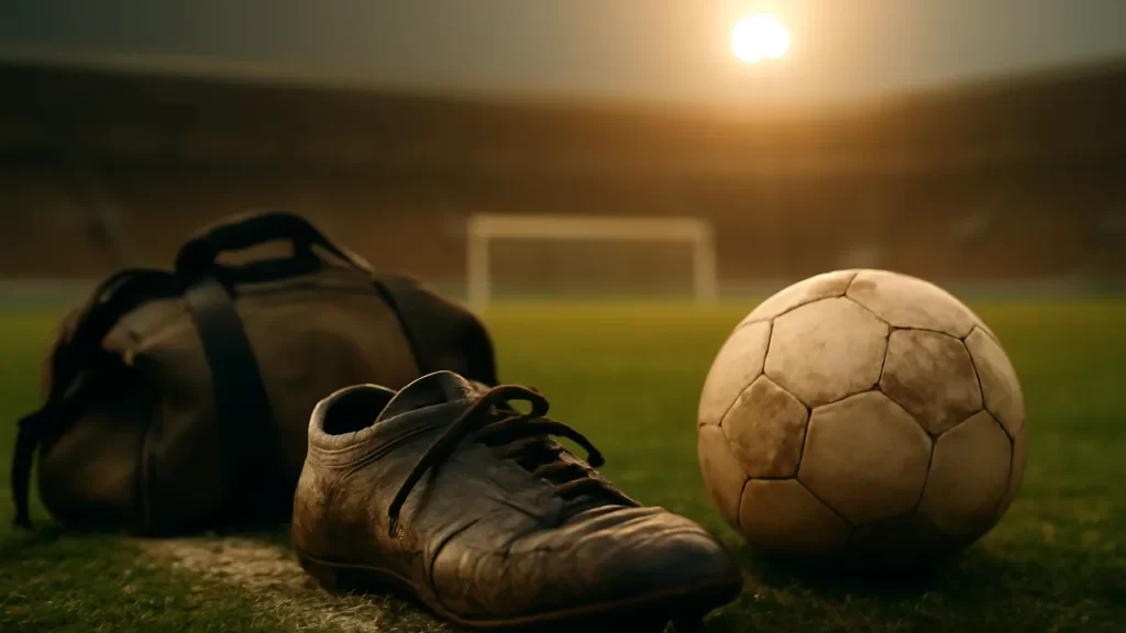 Planning a season of youth sport: costs to expect and where to cut Worn youth football boot and duffel bag left by an empty pitch