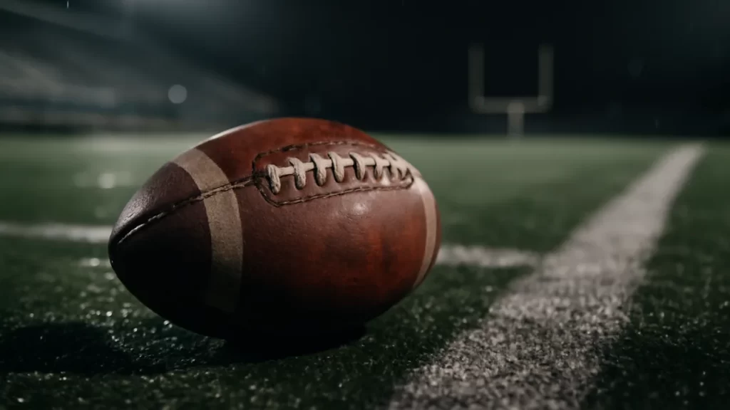Von Miller joins Cowboys on one‑year deal as preseason cap picture shifts Leather football on wet turf under floodlights, empty stands and goalpost blurred.