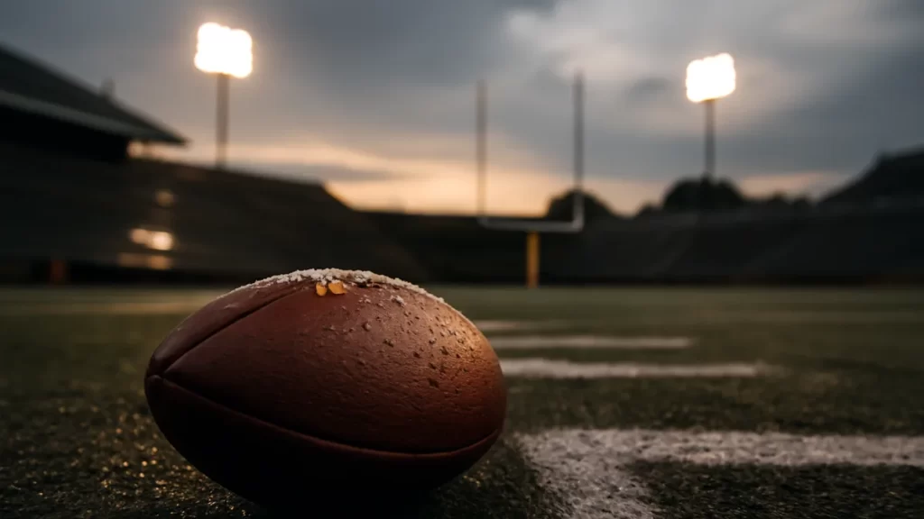 Aaron Donald ends retirement, returns to Los Angeles Rams roster Football on wet turf under stadium floodlights, empty stands blurred