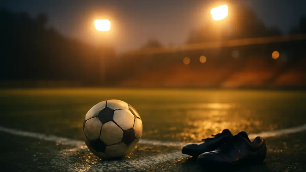 Everything on the Line: MLB’s Final Week of the 2026 Regular Season Scuffed football on wet center circle, boots at sideline, empty stands blurred.