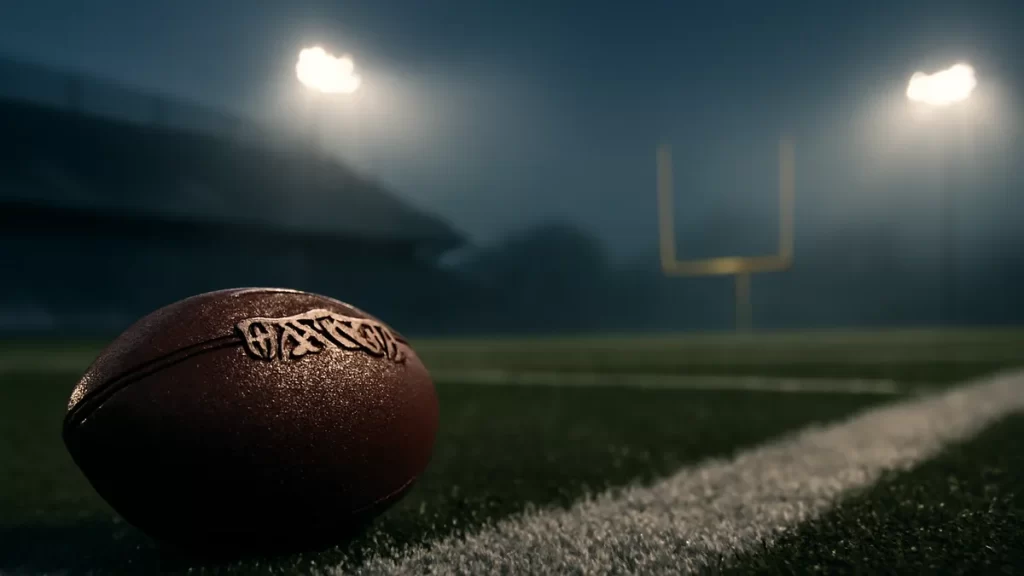 Josh Allen drives Bills to 36-31 season-opening win over Texans Rain-slicked football on turf under floodlights with blurred empty stands.