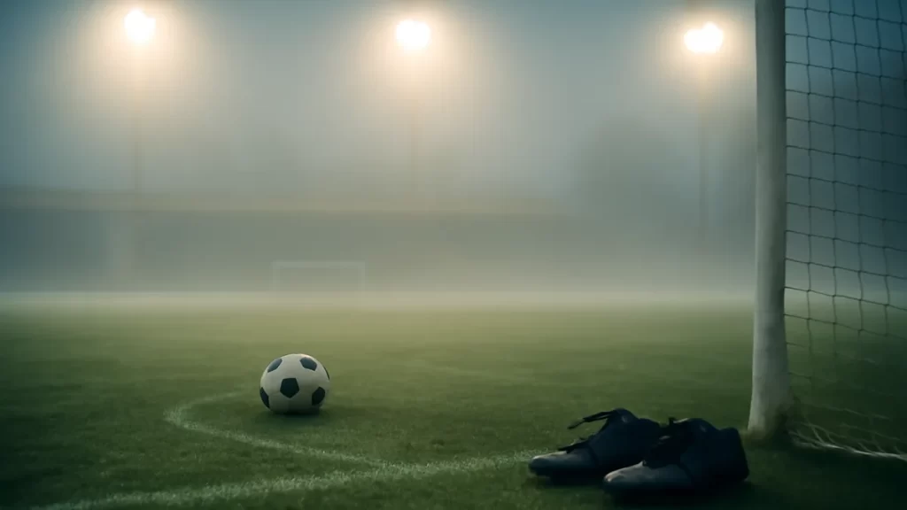 NHL’s 2026–27 season starts under a new CBA with bracket changes Dewy football pitch at dawn with ball, boots, empty stands