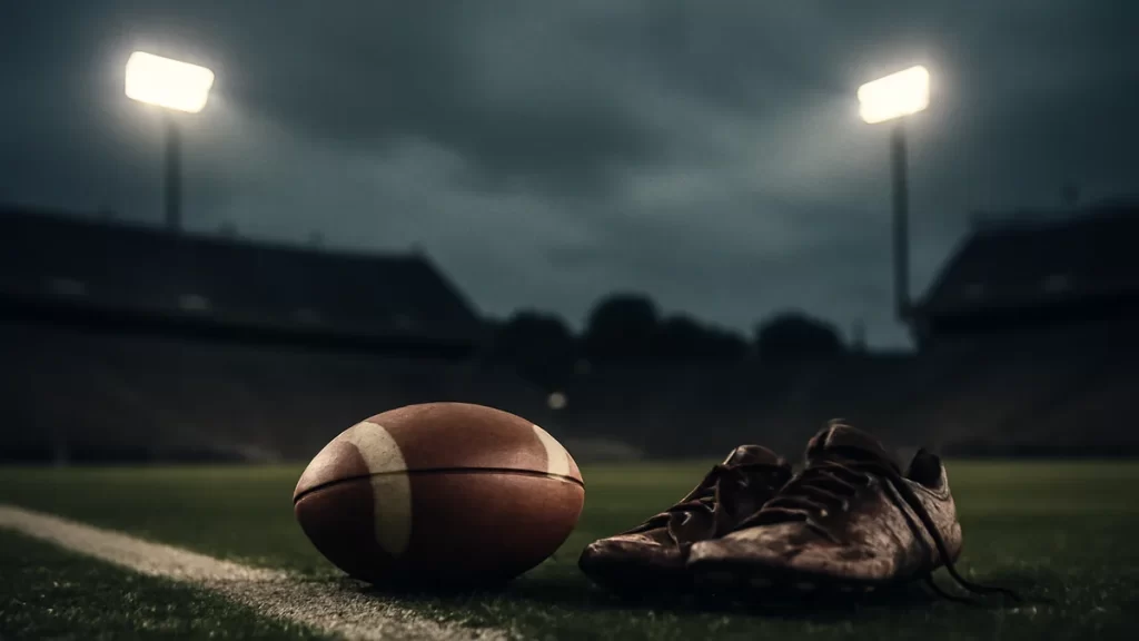 SEC sues LSU over plan to return NFL players to college rosters Worn football and cleats on turf under floodlights, empty stands blurred