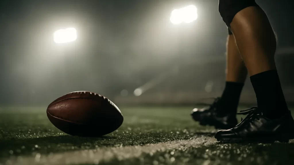 Who can reach the Super Bowl in 2026: favourites and dark horses Football on wet turf under floodlights with empty stands blurred background