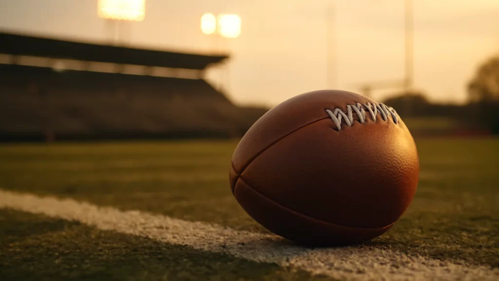 Jalon Daniels set for first NFL start; vows to be the team ‘thermostat’ Leather football on turf with blurred empty stands and floodlights.